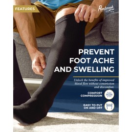 Pembrook 3 Pairs Plus Size Compression Socks Wide Calf, Knee High Socks Plus Size, Extra Wide Calf Compression Socks, Compression Socks Plus Size, Black Compression Socks for Men