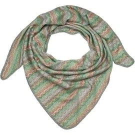 styleBREAKER 01020051 Women's XXL Triangular Scarf with Zigzag Woven Pattern, Multicoloured Triangular Scarf, Soft and Warm, Green-lime green-brown