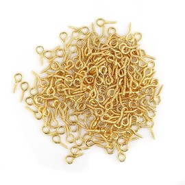 200pcs ojo pines tornillos ojetes ganchos roscados bails hallazgos para arcilla, resina, grano, fabricación de joyas de plástico(Gold)