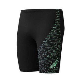 Speedo Men's Gala Medley Logo Jamer | Swim Training | Technical Fabric | Athletic Design, Black/Alfalfa Green, 3636