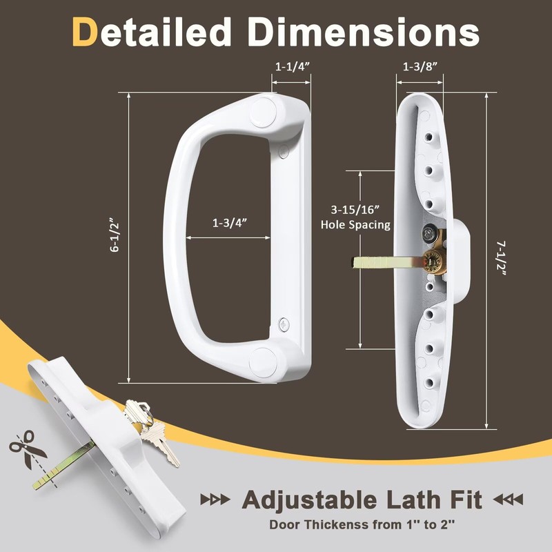 Knobonly Keyed Patio Sliding Door Handle Set, Replacement Slider Handle