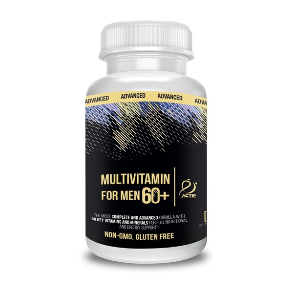 Actif Organic Multivitamin for Men Age 60+ with 30 Organic Vitamins and Organic Herbs, Non-GMO, Made in USA, 120 Count