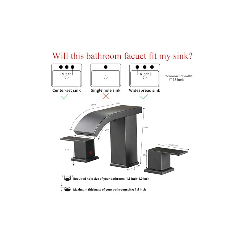 Bathroom faucets 3 Hole Widespread Modern Bathroom Sink Faucet 8