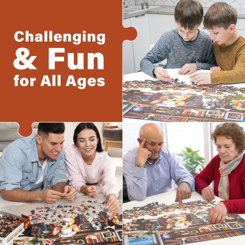 BenBen Puzzles for Adults 1000 Pieces, Dogs' Dinner Party, Dog