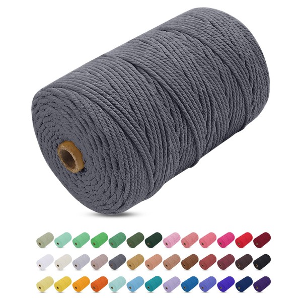 Uiopa Macrame Yarn, Grey, 3 mm x 200 m, Coloured