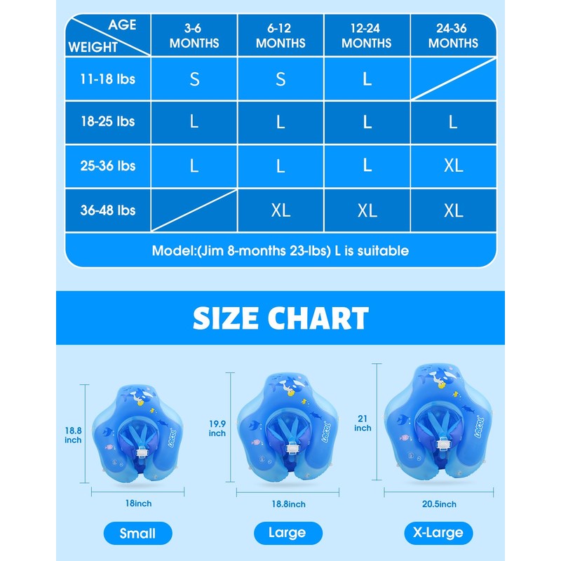 LAYCOL Baby Swimming Float with UPF50+ Sun Canopy Baby Floats