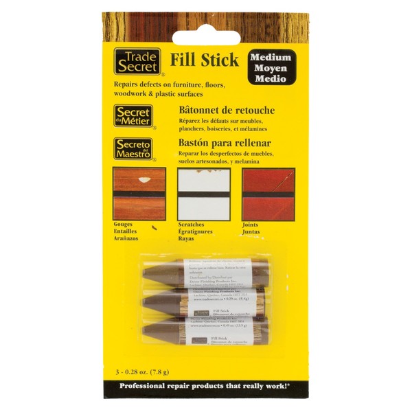 Wood Scratch Repair Fill Stick for Medium Toned Surfaces (Set of 3), Great for Touch-Ups and Repairs on Hardwoods Floors, Furniture, Cabinets and Plastic Surfaces.