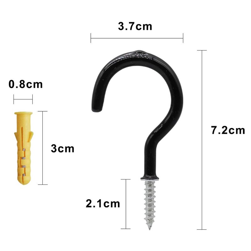 CCUCKY Pack of 16 Multipurpose Cup Hooks, Vinyl Coated Cup
