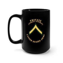 MIP Black Mug 15oz - Army - Private - PV2 - Combat Veteran - Flat