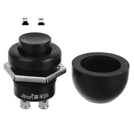 Jtron Momentary Push Button Switches Off-(ON) Waterproof Button Switches Reset Rubber Casing Push Button Switch Black for Car Boat (12~24V/10A)