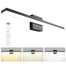Ralbay 24in Dimmable Black Vanity Light with Remote Control Color Temperature Adjustable 20W Modern LED Bathroom Lighting Fixture