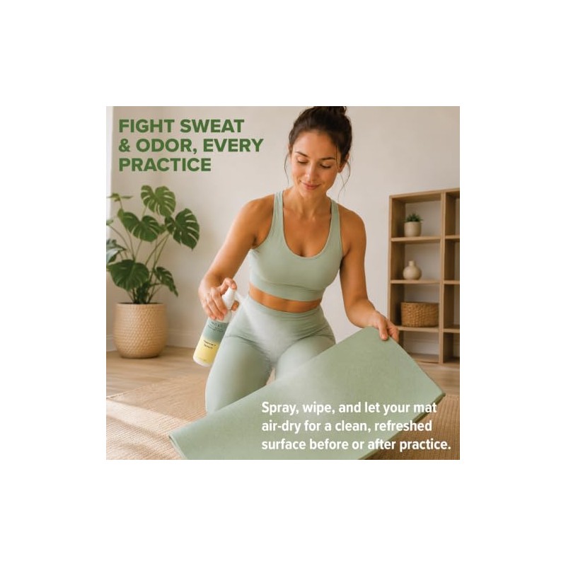 MOXĒ Yoga Mat Cleaner, Rosemary & Lemon Essential Oils, Safe