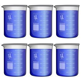 Karter Scientific 600ml Beaker, Low Form, Borosilicate 3.3 Glass, Double Scale, (2 Packs of 6)
