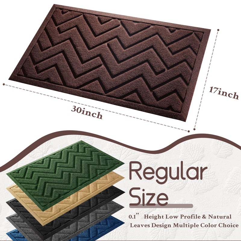 VivaNest Coffee Brown Geometry Outdoor Indoor Entrance Doormats, Absorbent Durable
