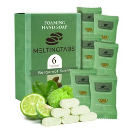 MELTINGTABS Foaming Hand Soap Tablets Refill – Bergamot Scent, 6-Pack Concentrated Tablets for Foaming Soap