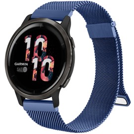 Metal Strap for Garmin Vivoactive 4,Forerunner 255/265,Venu 2/Venu 3, 22mm Metal Stainless Steel Replacement for Garmin Vivoactive 4 (22mm, Blue)