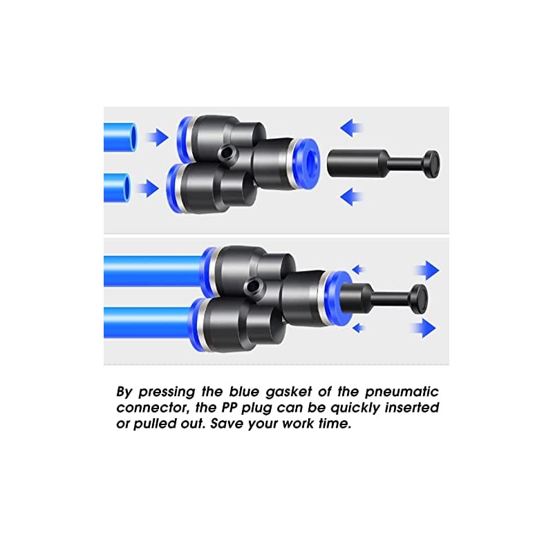 ERGAOBOY 20 Pcs 8mm OD Push to Connect Plug Fittings,Pneumatic