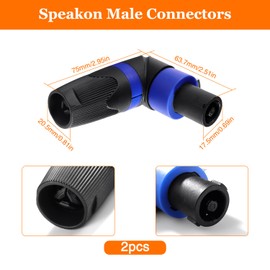 KUOQIY 2 pieces 4-pin right angle speakon connector connector, speakon cable adapter connection, twist lock speaker plug, with screwdriver, compatible with NL4MP, NL4FC, NL4FX, NLT4X