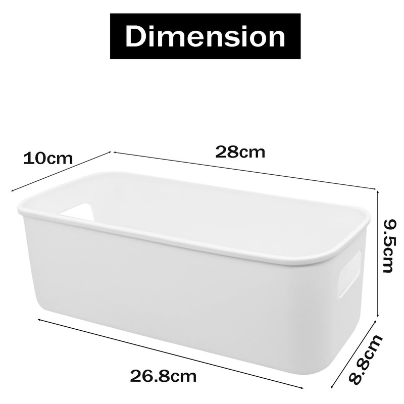 JinPhon Set of 5 Plastic Storage Boxes (10×28×9.5cm) - White