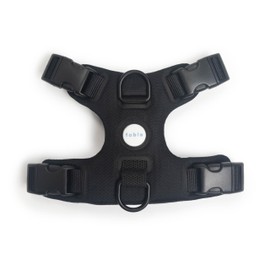 Fable Signature Harness for Dogs - Minimalist Medium Black Dog Harness with Shock Absorber, Breathable Mesh, Adjustable Straps with Buckles for Flexibility, and 3 Leash Attachment Points