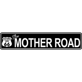 Signs 4 Fun Decorative Street Sign | 66 The Mother Road (Black) | 24” x 5” | Embossed Aluminum Sign | Made in the USA | SSMR