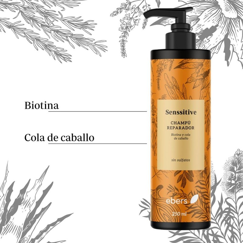 Ebers Sulphate-free repair shampoo 250 ml (biotin and horsetail) colour