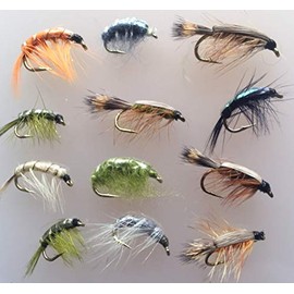 Fishing Flies SHRIMP and CRAWLING NYMPHS Twelve Pack size 8-12 UK Quality tied flies PACK#18