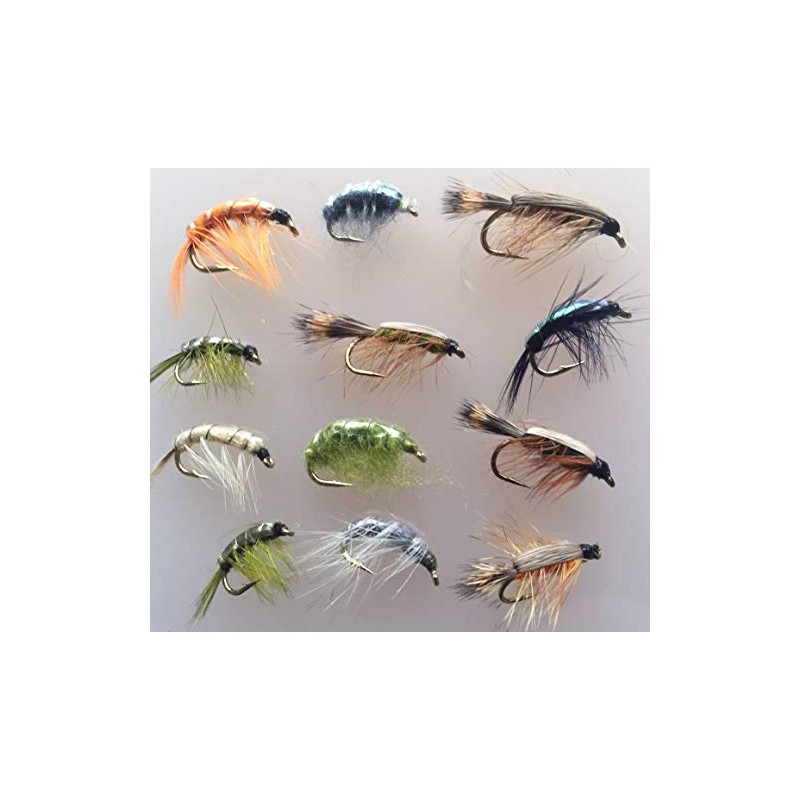 Fishing Flies SHRIMP and CRAWLING NYMPHS Twelve Pack size 8-12