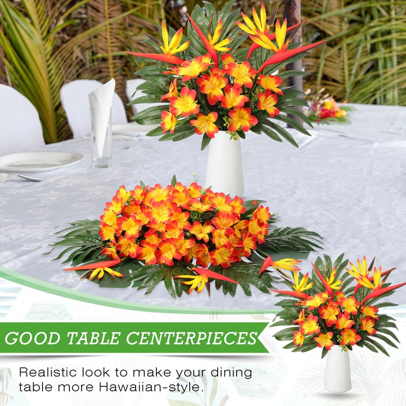Hotop 8 Set/ 32 Pcs Artificial Tropical Flower Bouquets Bulk