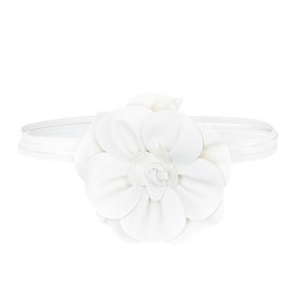 TeeYee Women's PU Leather Flower Belt, Boho Wrap Belt, Braided Belt, Women's Waist Belt, Slim Belt for Dress, White