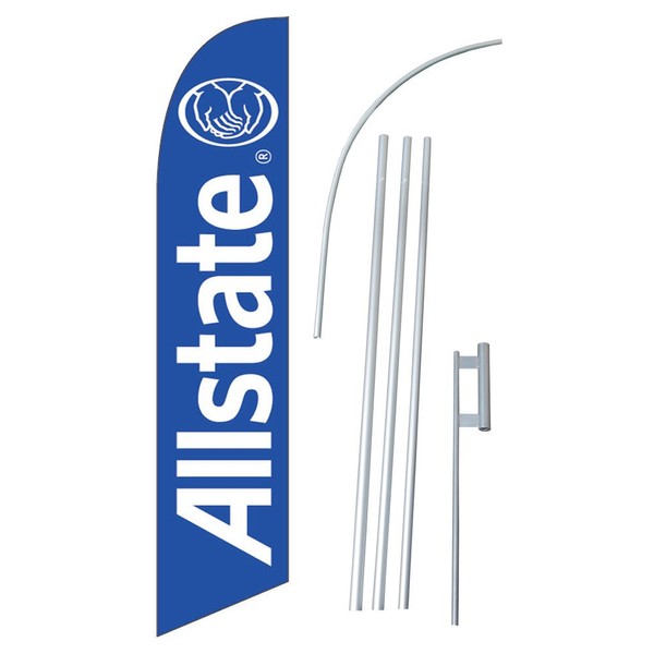 "Allstate" 12-Foot Super Swooper (Windless) Feather Flag with Heavy-Duty Anodized
