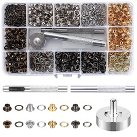 200 Pieces Eyelet Tool 5 mm Grommet Tool Kit, Eyelet Pliers, Metal Eyelets Discs Eyelet Pliers Set, Eyelets with Discs, Eyelet Pliers, Hole Rivets with Eyelets with Storage Box for Fabric, Tarpaulins,