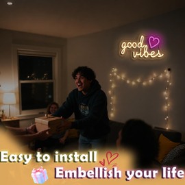 Ao Yee ZGL Good vibes neon sign, suitable for teenage girl, wife, girlfriend room decoration, pink neon sign for bedroom, salon, wedding party, gift for girl