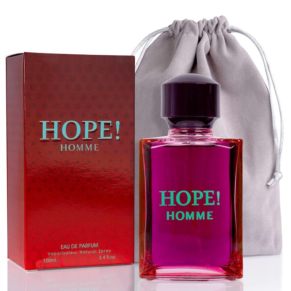 NovoGlow Hope Homme for Men - 100ml Eau De Parfum Spray for Men - Spicy Floral & Intense Fragrance Warm Scent Lasts All Day Long Includes Carrying Pouch Gift for Men for All Occasions