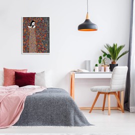 Stupell Industries Modern Abstract Female Mosaic Portrait Block Tile Shapes White Framed Wall Art, 24 x 30, Multi-Color