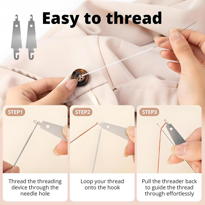 Big Eye Steel Sewing Needles Kit | All-in-One Hand Sewing