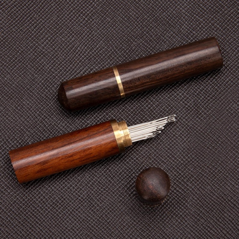 WUTA Leather Craft Needles Rosewood Needle Case Hand Sewing Needles
