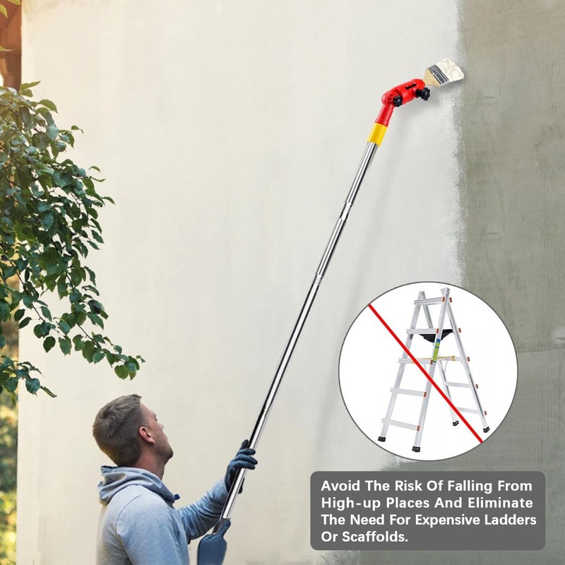 Multi-Angle Paint Brush Extender,Rotating Head Extension Pole Attachments For High