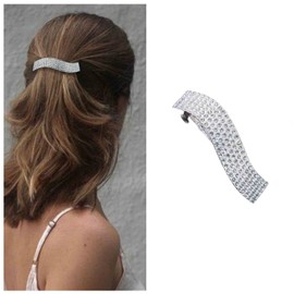 Inateannal Rhinestone Hair Barrette Silver Crystal Hair Clip Sparkly Rhinestone Bridal Barrettes Clip Shiny Cz Hair Clip Barrettes Crystal Wedding Headpieces Hair Accessories s for Women and Girls