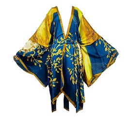 Plus Size Summer Cover up Cardigan Fashion Sexy African Holiday Party Long Sleeve Silk Feeling Robe Kimono Kaftan (color 13)