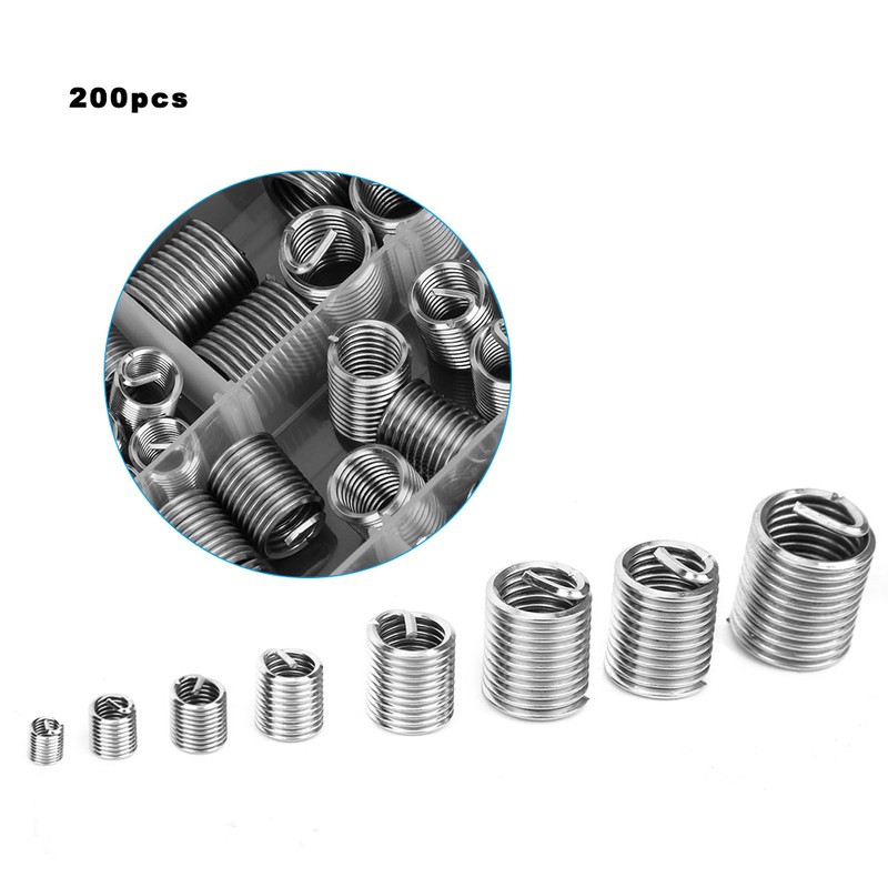 200pcs 304 Stainless Steel Thread Insert M3-M12 Inner Thread Insert