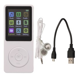Digital Music Player 1.8 Inch LCD Support Small Memory Card Ultra Thin MP3 MP4 Player with Accessories White