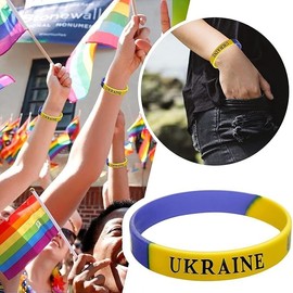 DIOWUS 2pcs Ukraine Flag Bracelet For Men Women, I Stand With Ukraine Bracelets Ukrainian Sport Peace Wristband No War Silicone Wrap Bangle Fan Jewelry Gifts (2 Pcs Silicone)