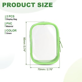 QUARKZMAN Pack of 2 3.74 x 2.76 Inch Clear Figures Display Bag, PVC Portable, Zip Carry Display Case Bag for Collectibles (Square Green)
