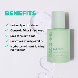 Design.Me Gloss.Me Hair Oil Heat Protectant Serum - Controls Frizz - Smooths Dry Ends – Adds Shine & Hydration with Argan Oil – For Straight, Wavy & Curly Hair – Paraben & Sulfate Free (50 ml)