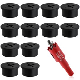 3/4 Inch(20mm) Desk Grommet,13 Pieces Wire Grommet, Desk Hole Cover for Cables with Hole Saw,Plastic Cable Cord Wire Hole Cover for Desk, Table,Cabinet,Countertop and Other Furniture(Black)