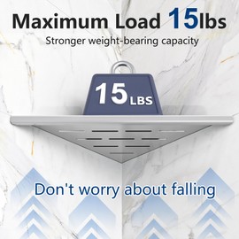 Qeke Corner Shower Shelves, 10” Recessed Tile Shower Shelf, 304 Stainless Steel Grout in Corner Tile Shower Shelves, No Drilling, Brushed Nickel, 2 Pack