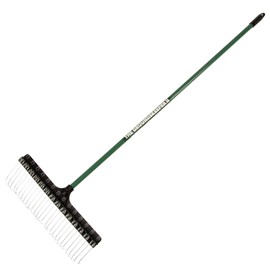 THE GROUNDSKEEPER II Green Rake 55-inch Lightweight Fiberglass Handle, 21-inch Head, Durable Steel Tines for Gardening, De-Thatching or Professional Landscaping