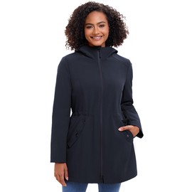 ROYAL MATRIX Women's Hooded Softshell Jacket Windbreaker Long Warm Rain Parka Jacket (Deep Grey, M)