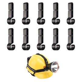 MABAHON 10 Pieces Headlamp Helmet Clips Headlight Helmet Light Clips for Headlights, Hardhat Safety Cap Plastic Headlight Hooks Hardhat Headlight Accessories Black